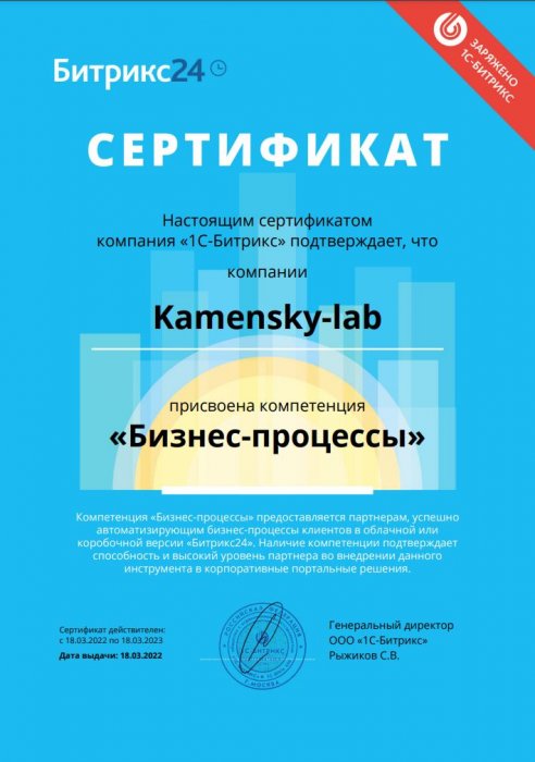 Сертификат "Компетенция Бизнес-процессы"